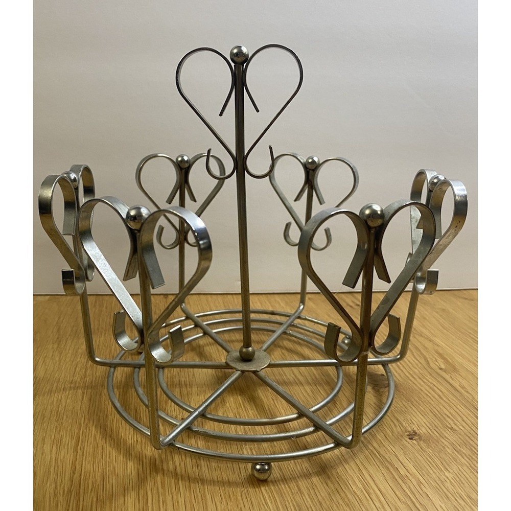 MCM Metal Tree Holder Rack Coffee Bar Scroll Design Farmhouse Decor Heart Caddy